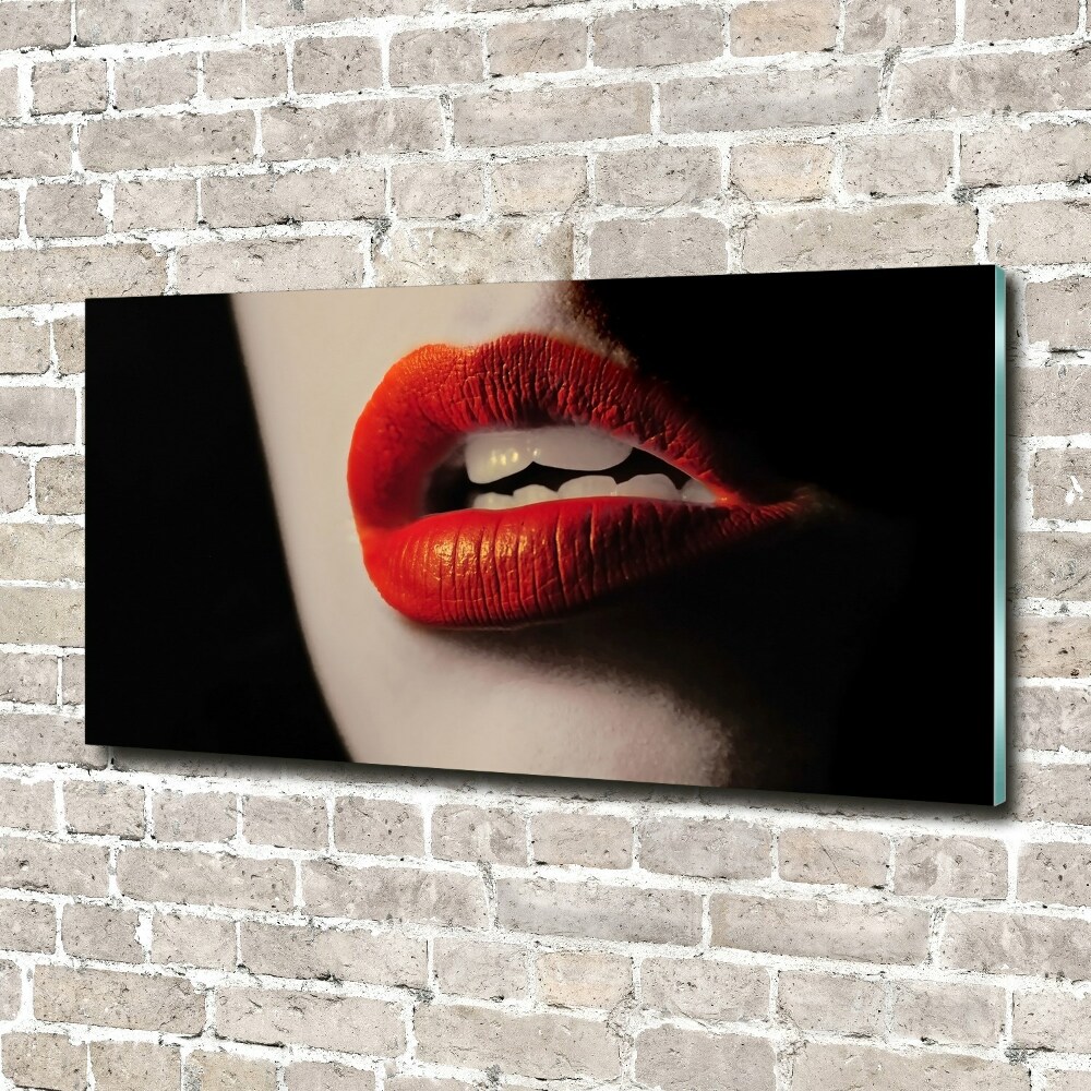 Glass art picture Red lips