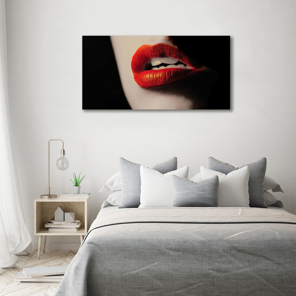 Glass art picture Red lips