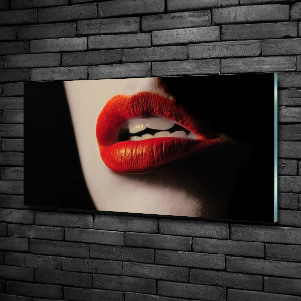 Glass art picture Red lips