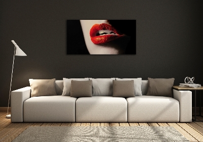 Glass art picture Red lips