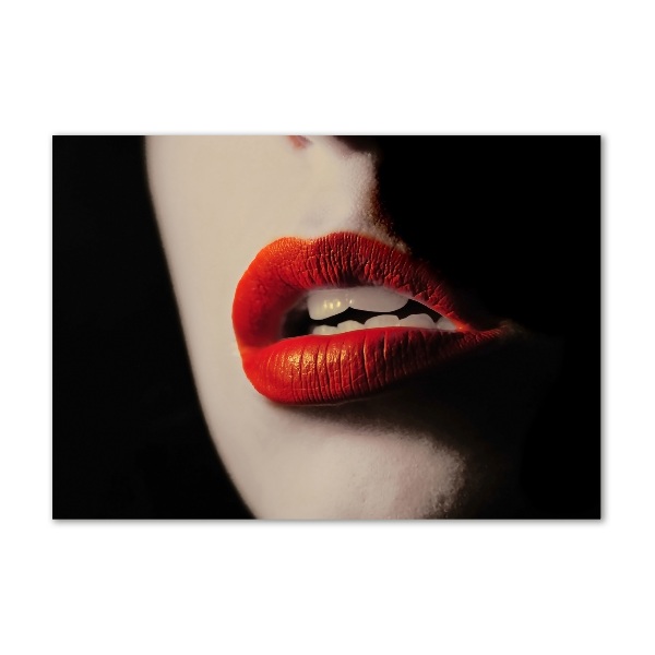 Glass art picture Red lips