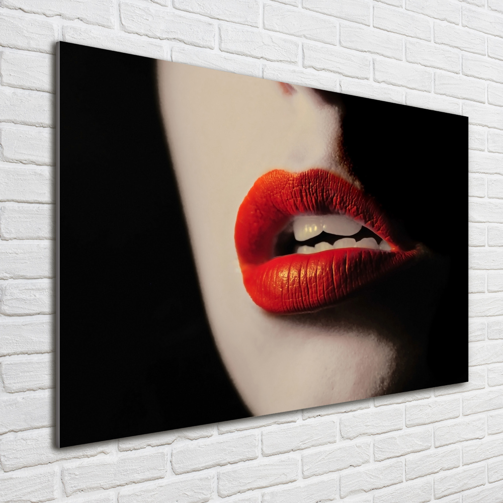 Glass art picture Red lips