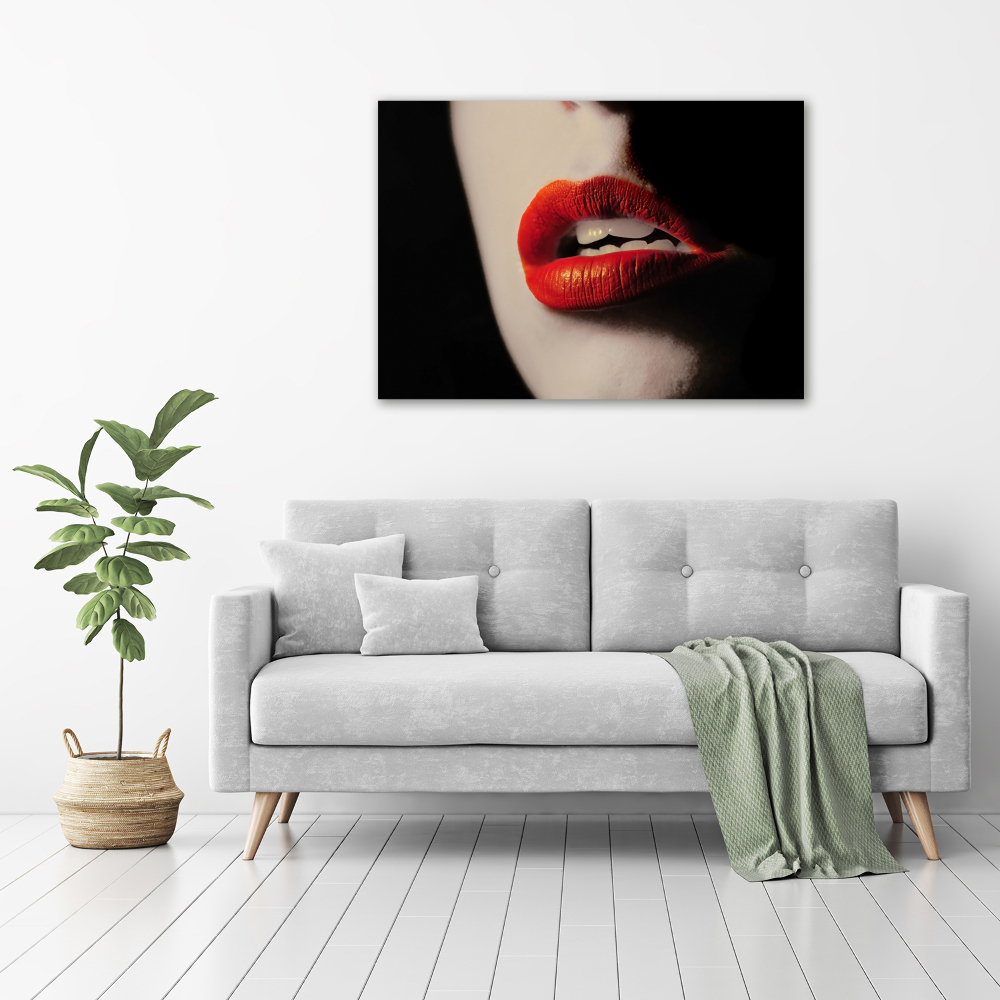 Glass art picture Red lips