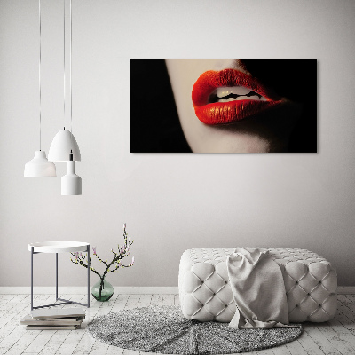 Glass art picture Red lips