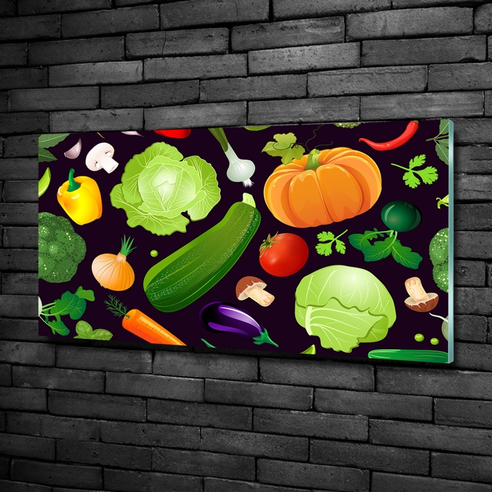 Glass wall art Colorful vegetables