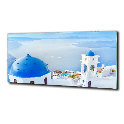 Wall art on glass Santorini greece