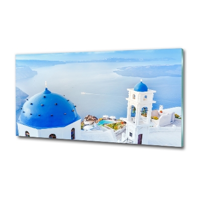 Wall art on glass Santorini greece