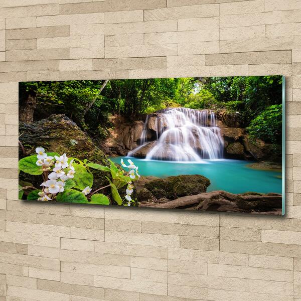 Glass art picture Thailand waterfall