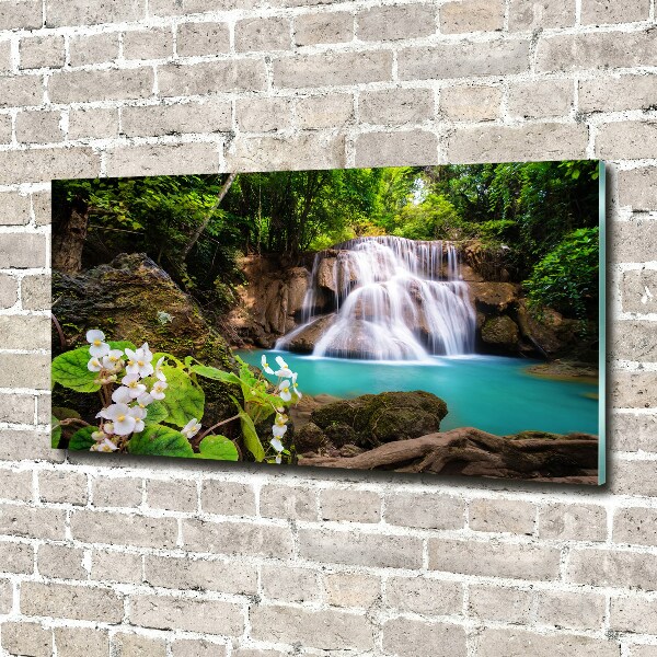 Glass art picture Thailand waterfall