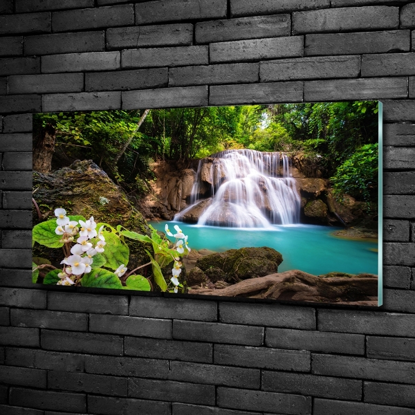 Glass art picture Thailand waterfall