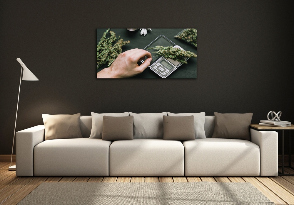 Glass wall art Marijuana tops