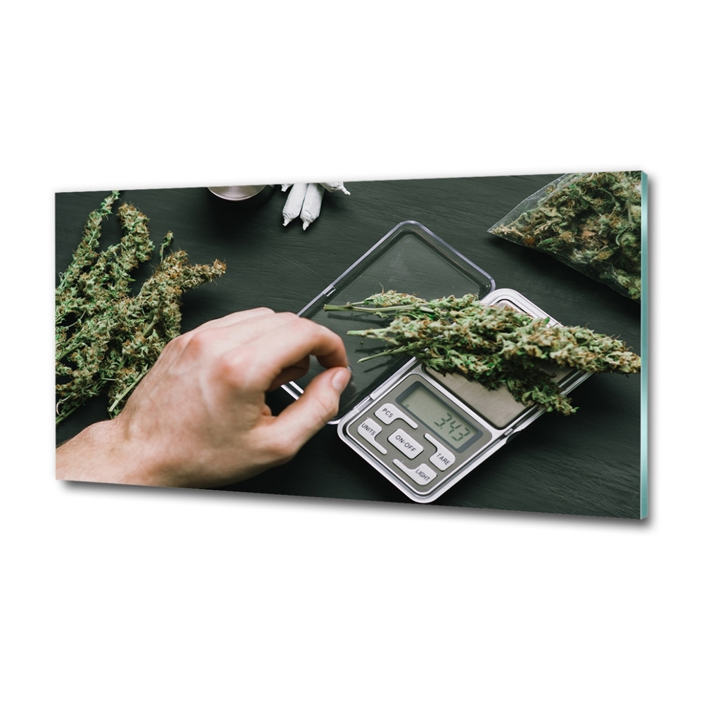 Glass wall art Marijuana tops