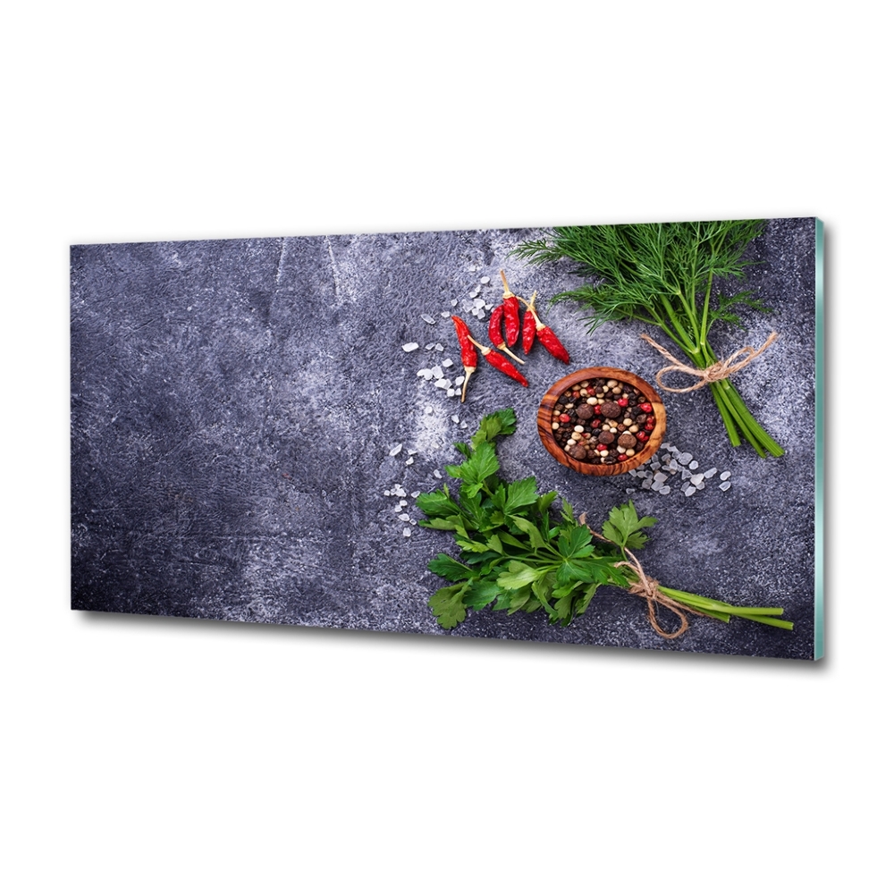 Glass art print Herbs and spices