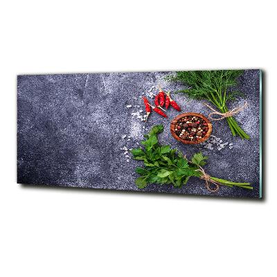 Glass art print Herbs and spices