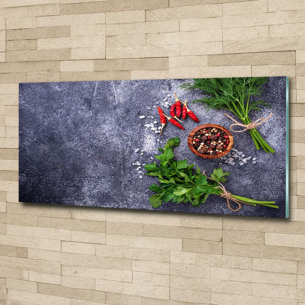 Glass art print Herbs and spices