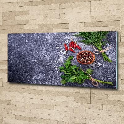 Glass art print Herbs and spices