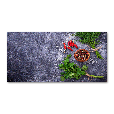 Glass art print Herbs and spices