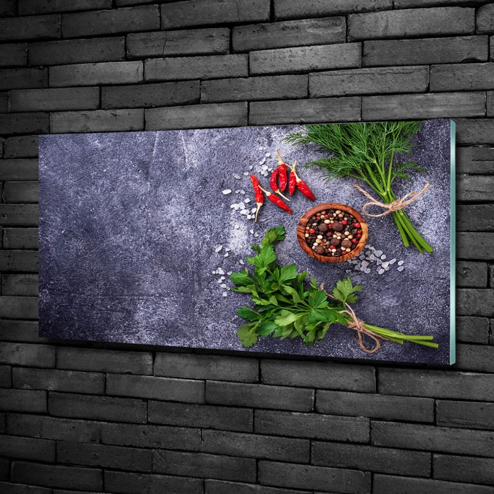 Glass art print Herbs and spices