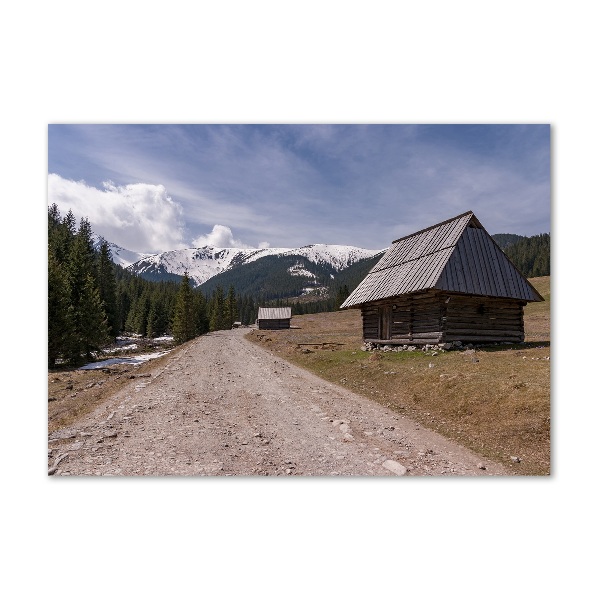 Photo printed on glass House in mountains