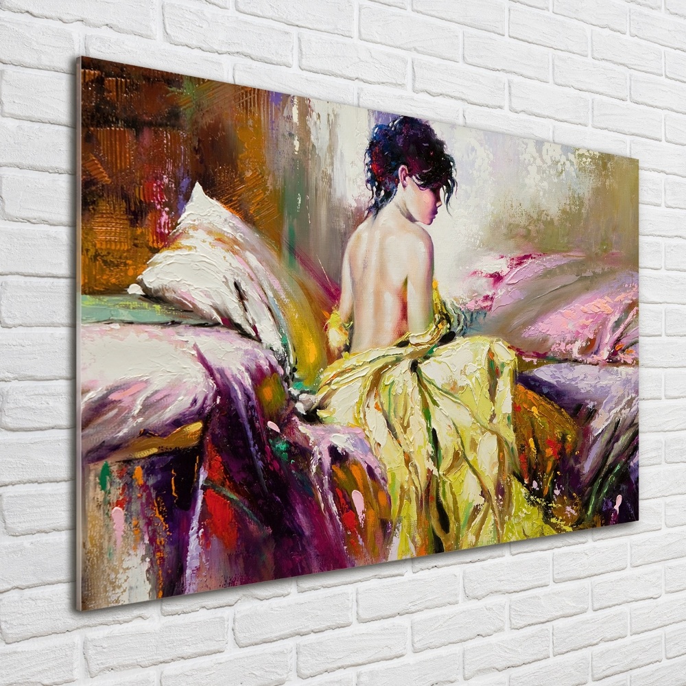 Glass picture print Half -naked woman