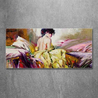 Glass picture print Half -naked woman