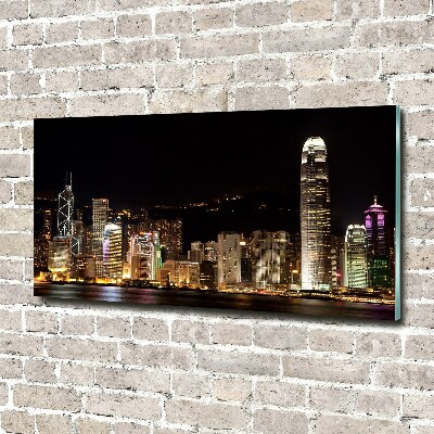 Glass wall art Hong kong at night