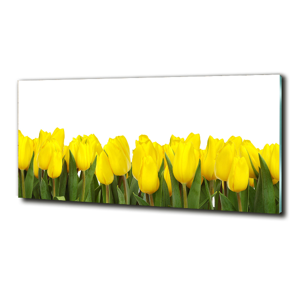 Glass art print Yellow tulips