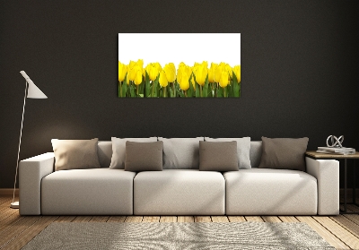 Glass art print Yellow tulips