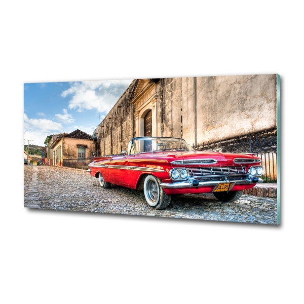 Glass picture wall art Red chevrolet