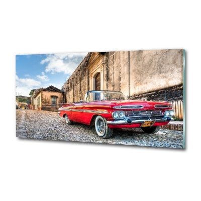 Glass picture wall art Red chevrolet