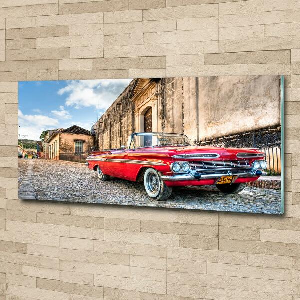 Glass picture wall art Red chevrolet