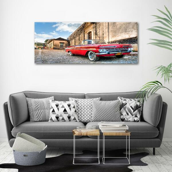 Glass picture wall art Red chevrolet