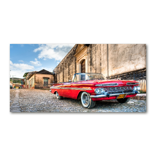 Glass picture wall art Red chevrolet