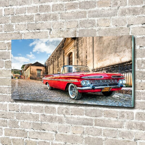 Glass picture wall art Red chevrolet