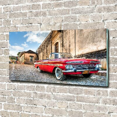 Glass picture wall art Red chevrolet