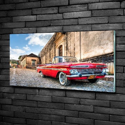 Glass picture wall art Red chevrolet