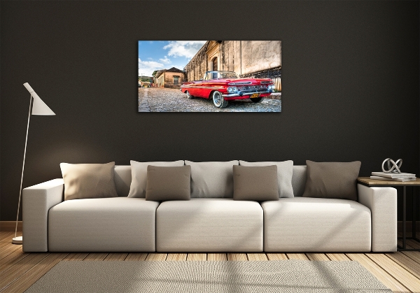 Glass picture wall art Red chevrolet