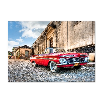 Glass picture wall art Red chevrolet