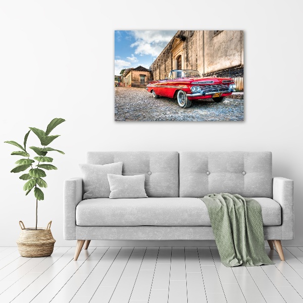 Glass picture wall art Red chevrolet