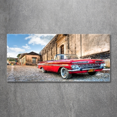 Glass picture wall art Red chevrolet