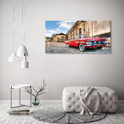 Glass picture wall art Red chevrolet