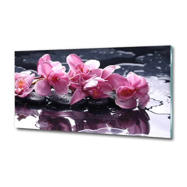 Glass art print Pink orchid