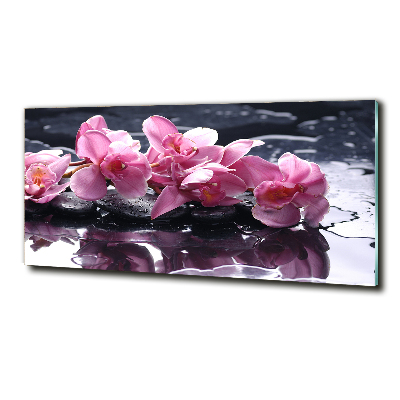 Glass art print Pink orchid