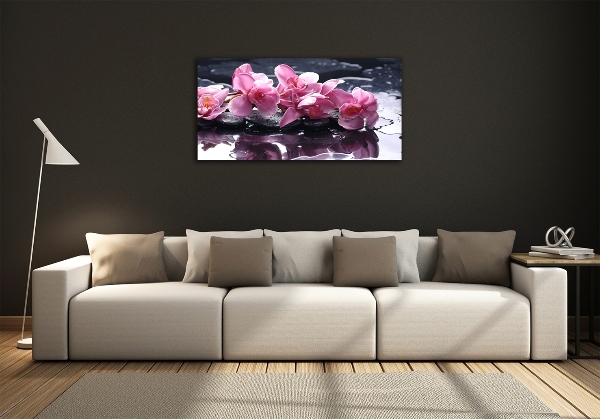 Glass art print Pink orchid