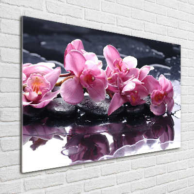 Glass art print Pink orchid