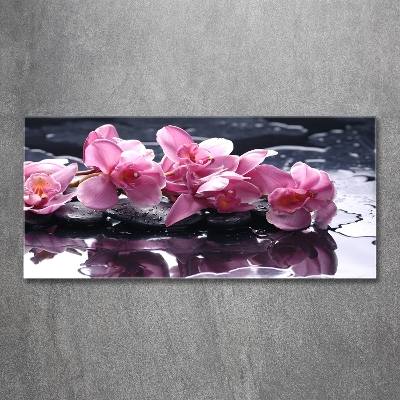 Glass art print Pink orchid