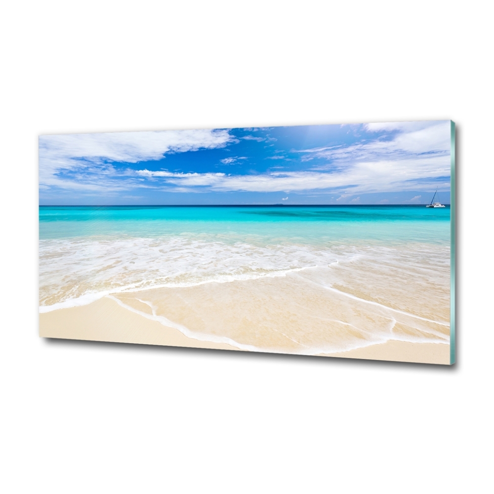 Glass picture wall art Tropical beach