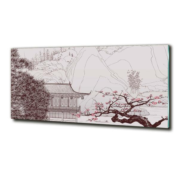 Wall art on glass Chinese landscape