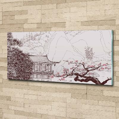 Wall art on glass Chinese landscape