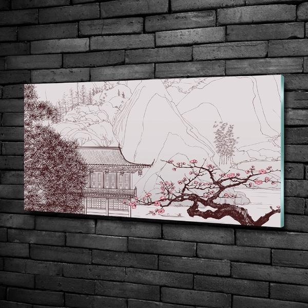 Wall art on glass Chinese landscape